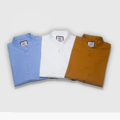 Mens Solid band collar shirt