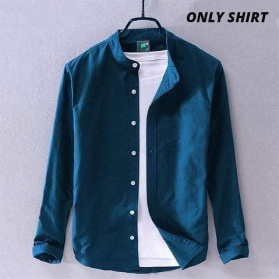 Band collar long Sleev Shirt