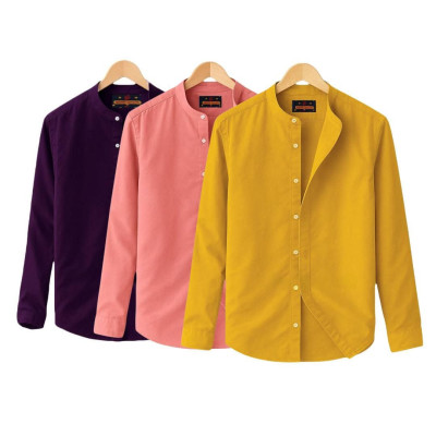 Mens Solid band collar shirt